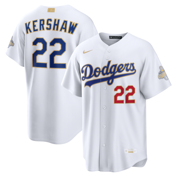 Los Angeles Dodgers #22 Clayton Kershaw Nike White 2026 Gold Collection Stadium Jersey - Zenithce