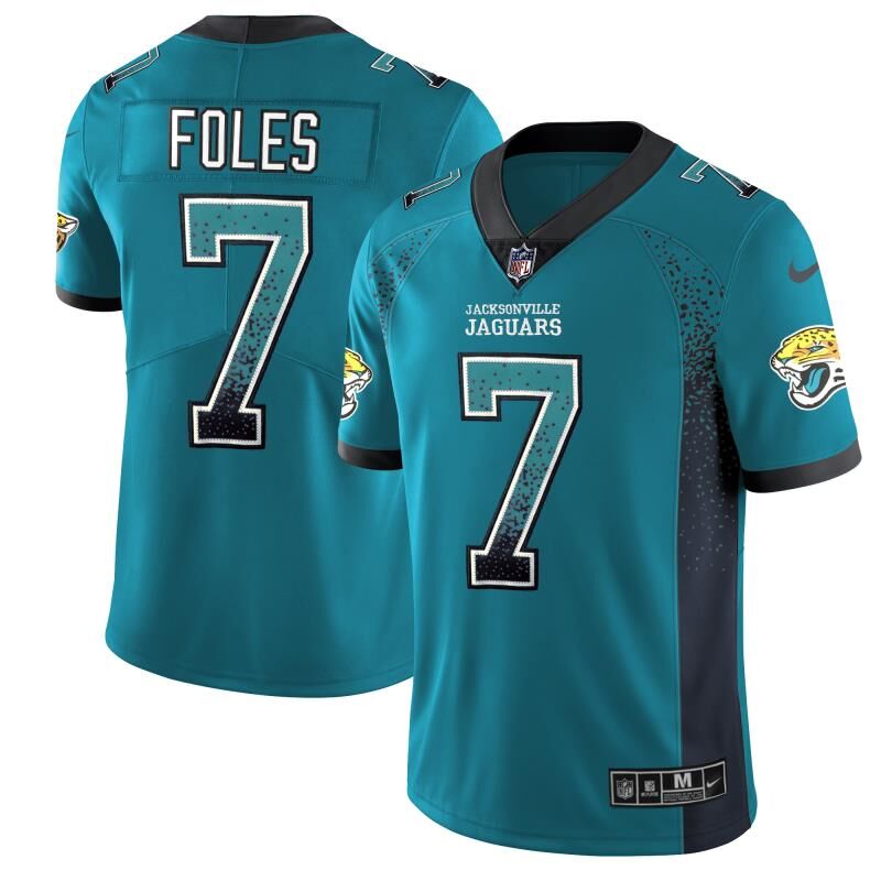 Jacksonville Jaguars #7 Nick Foles Teal Drift Fashion Color Rush Limited Stitched Jersey - Zenithce