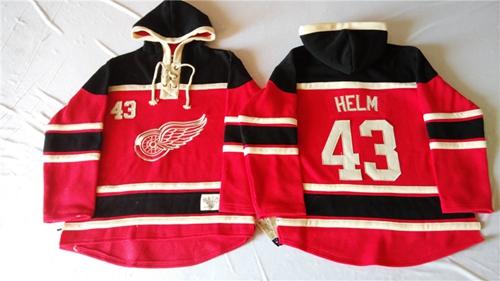 Red Wings #43 Darren Helm Red Sawyer Hooded Sweatshirt Stitched Jersey - Zenithce