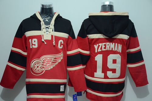 Red Wings #19 Steve Yzerman Red Sawyer Hooded Sweatshirt Stitched Jersey - Zenithce