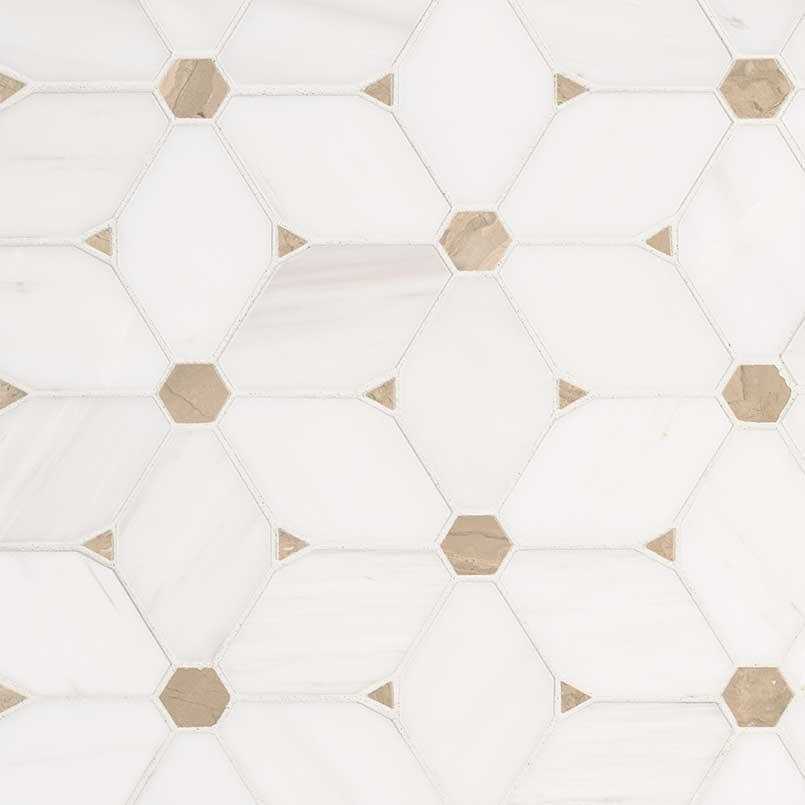 MSI Carrara White Hexagon 11.75 in. x 12 in. x 8mm Honed Marble Mesh-Mounted Mosaic Tile - Zenithce