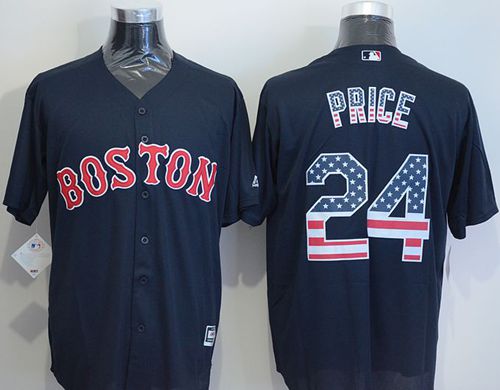 Red Sox #24 David Price Navy Blue USA Flag Fashion Stitched Jersey - Zenithce