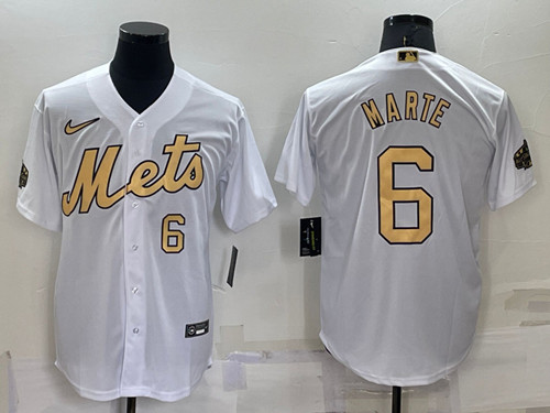 New York Mets #6 Starling Marte 2022 All-Star White Cool Base Stitched Baseball Jersey - Zenithce