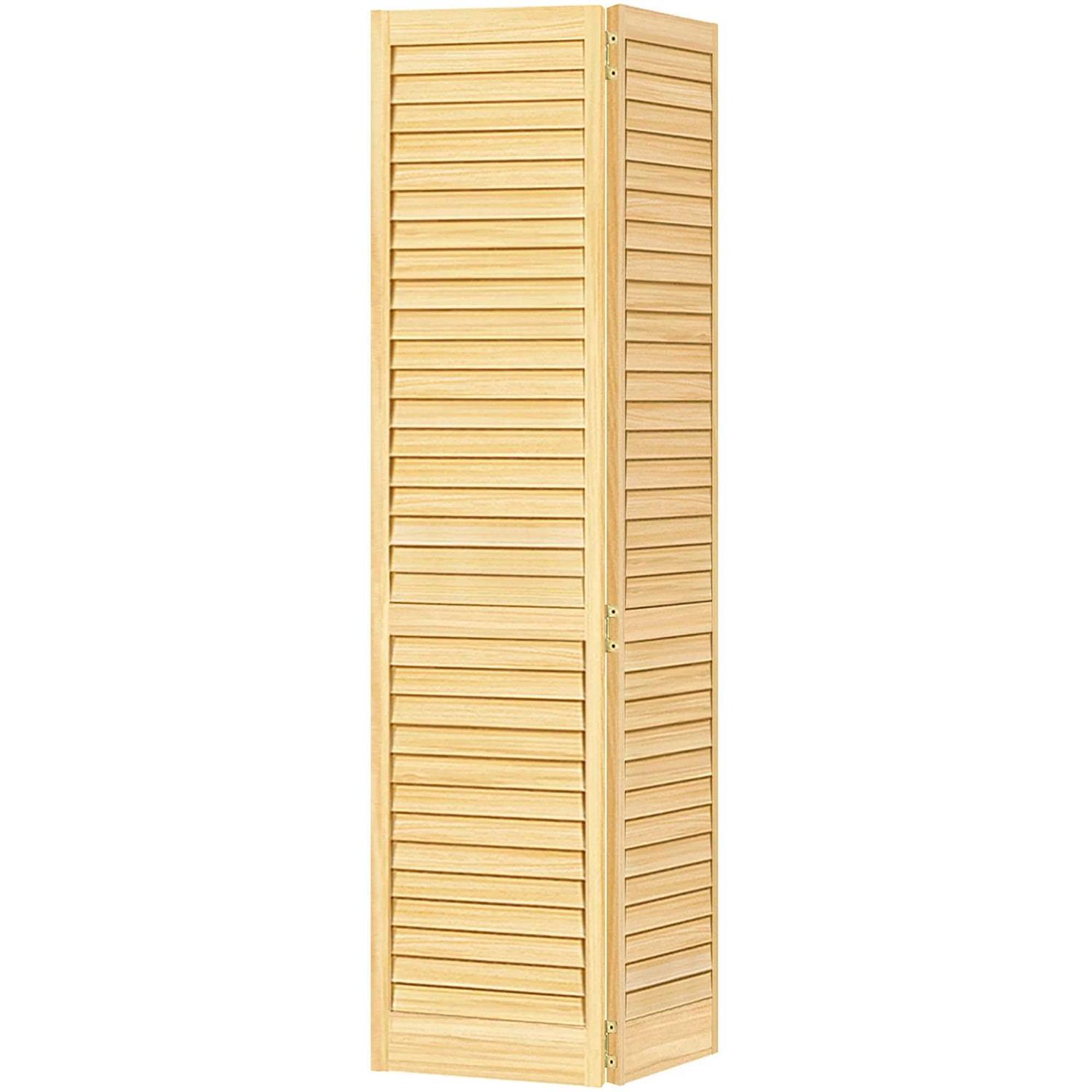 Kimberly Bay 80 in. Traditional Louver Golden Oak Solid Core Wood Bi-Fold Door - Zenithce