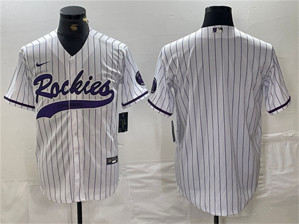 Colorado Rockies Blank White Cool Base Stitched Jersey - Zenithce