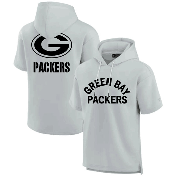 Green Bay Packers Gray Super Soft Fleece Short Sleeve Hoodie - Zenithce