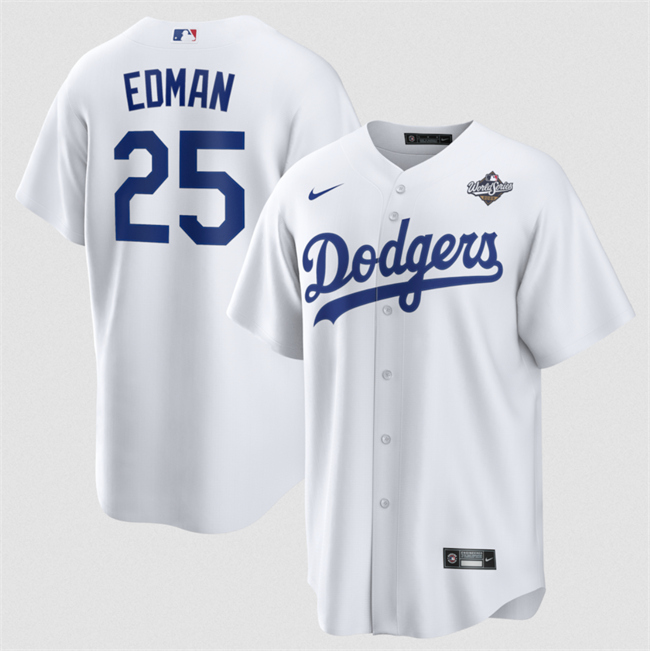 Los Angeles Dodgers #25 Tommy Edman White 2025 World Series Home Cool Base Stitched Jersey - Zenithce