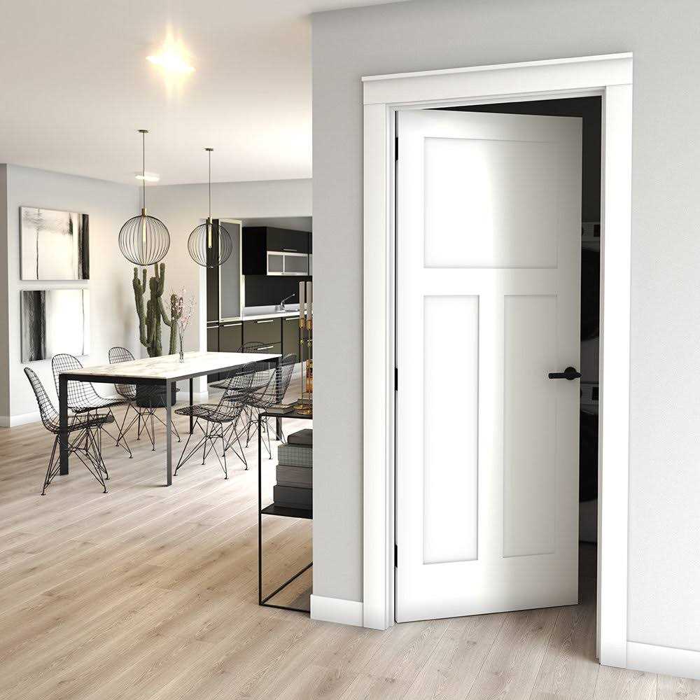 eightdoors 80 in. x 1-3/8 in. Shaker White Primed T-Shape 3-Panel Solid Core Wood Interior Slab Door - Zenithce