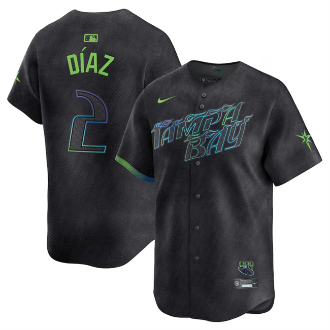 Tampa Bay Rays #2 Yandy Díaz Charcoal 2024 City Connect Limited Stitched Jersey - Zenithce