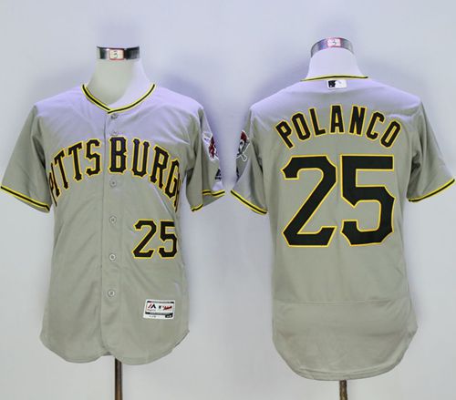Pirates #25 Gregory Polanco Grey Flexbase Authentic Collection Stitched Jersey - Zenithce