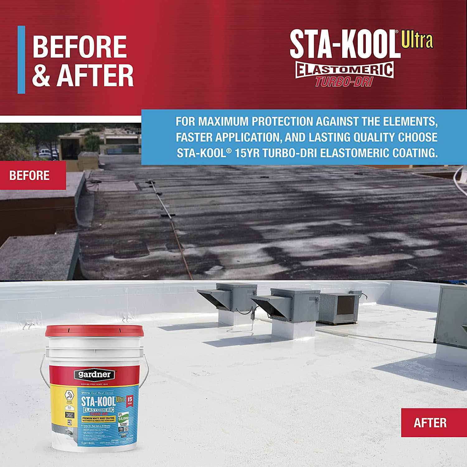Gardner SK-7701 1g White Sta-Kool 770 Elastomeric Roof Coating - Zenithce