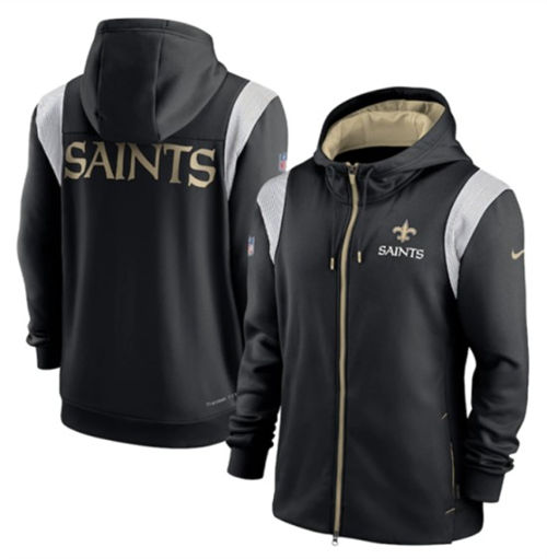 New Orleans Saints Black Zipper Hoodie - Zenithce