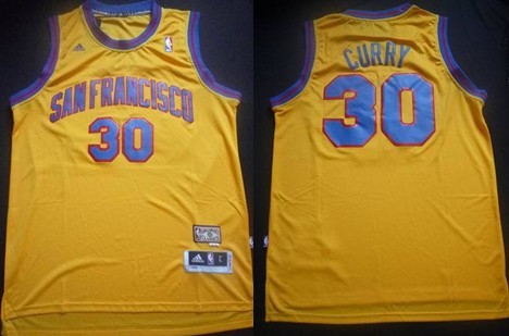 San Francisco Warriors #30 Stephen Curry ABA Hardwood Classic Swingman Yellow Jersey - Zenithce