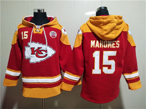 Kansas City Chiefs #15 Patrick Mahomes Red Lace-Up Pullover Hoodie - Zenithce
