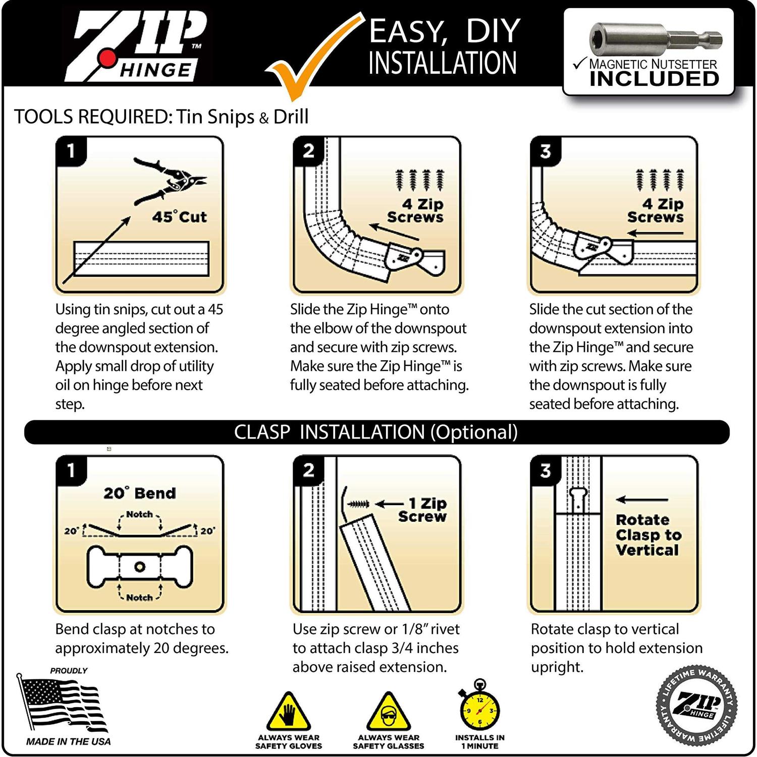 Zip Hinge Gutter Downspout Extension Solution - Zenithce