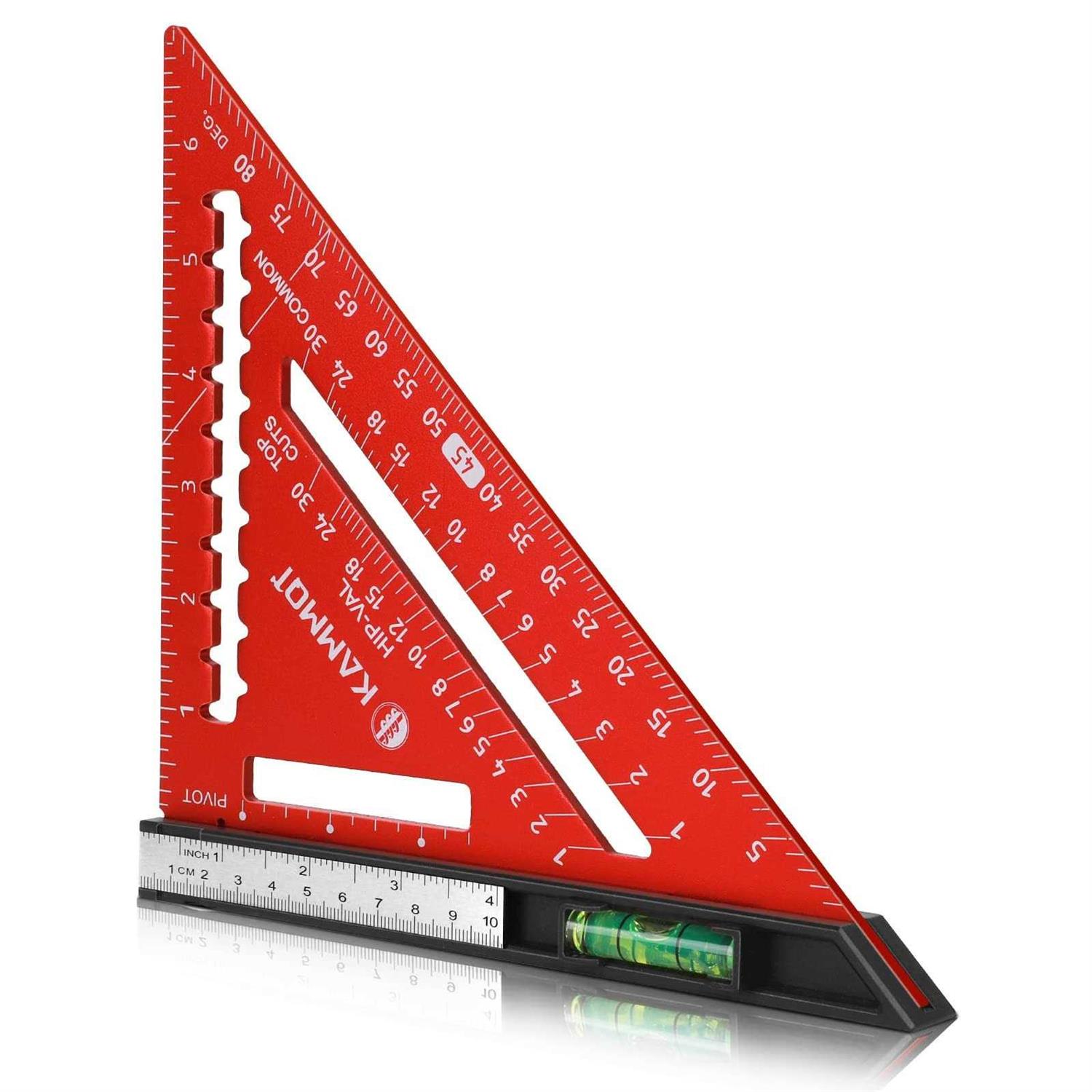 KAMMQI Rafter Square with Level Carpenter Squares Triangle Square 7 Inch Square Aluminum Layout Tools Woodworking - Zenithce