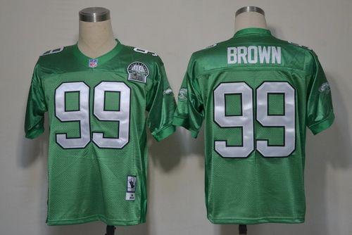 Mitchell And Ness Eagles #99 Jerome Brown Green Stitched Throwback Jersey - Zenithce