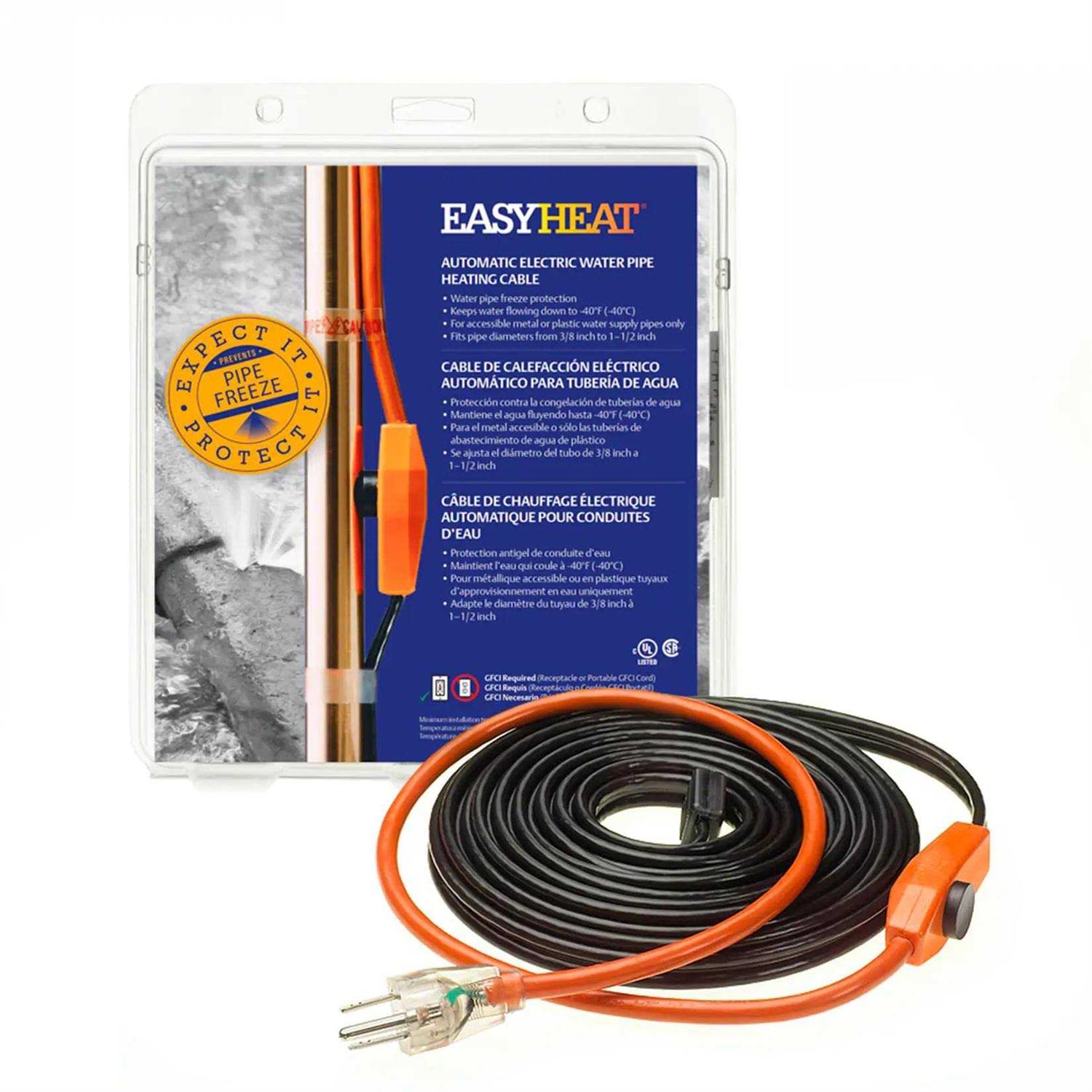 Easy Heat 10815 Freeze Free Self Regulating Water Pipe Heating Cable Kit - Zenithce