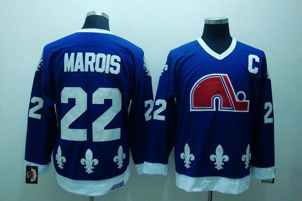 Nordiques #22 Mario Marois Stitched CCM Throwback Blue Jersey - Zenithce