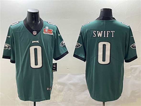 Philadelphia Eagles #0 D'Andre Swift Green 2025 Super Bowl LIX Patch Vapor Untouchable Limited Stitched Jersey - Zenithce