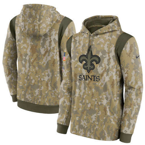 New Orleans Saints Camo 2021 Salute To Service Therma Performance Pullover Hoodie - Zenithce