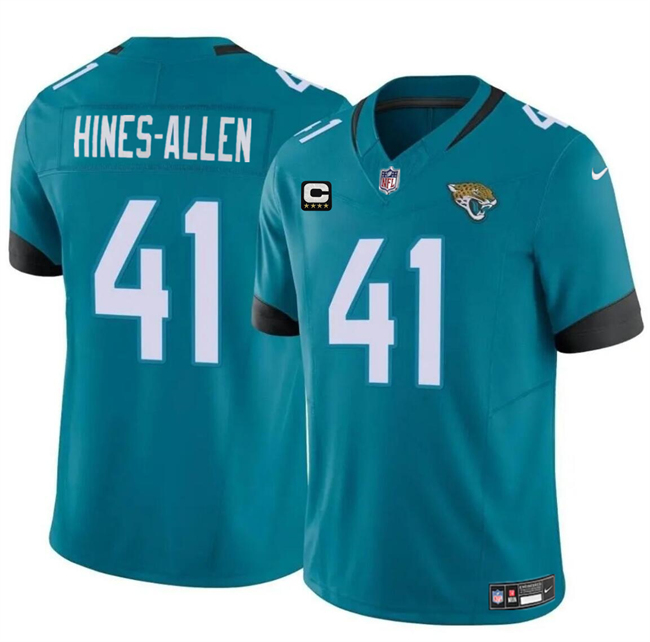 Jacksonville Jaguars #41 Josh Hines-Allen Teal With 4-Star C Patch Vapor Untouchable Limited Stitched Jersey - Zenithce