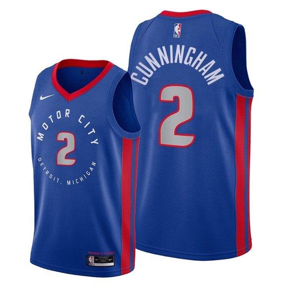 Pistons #2 Cade Cunningham Blue Swingman 2020-21 City Edition Jersey - Zenithce