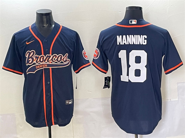 Denver Broncos #18 Peyton Manning Navy Cool Base Stitched Jersey - Zenithce