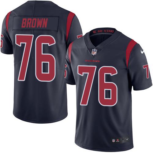 Texans #76 Duane Brown Navy Blue Stitched Limited Rush Nike Jersey - Zenithce