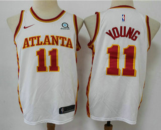 Atlanta Hawks #11 Trae Young White 2020 NEW Swingman Stitched Jersey With The Sponsor Logo - Zenithce