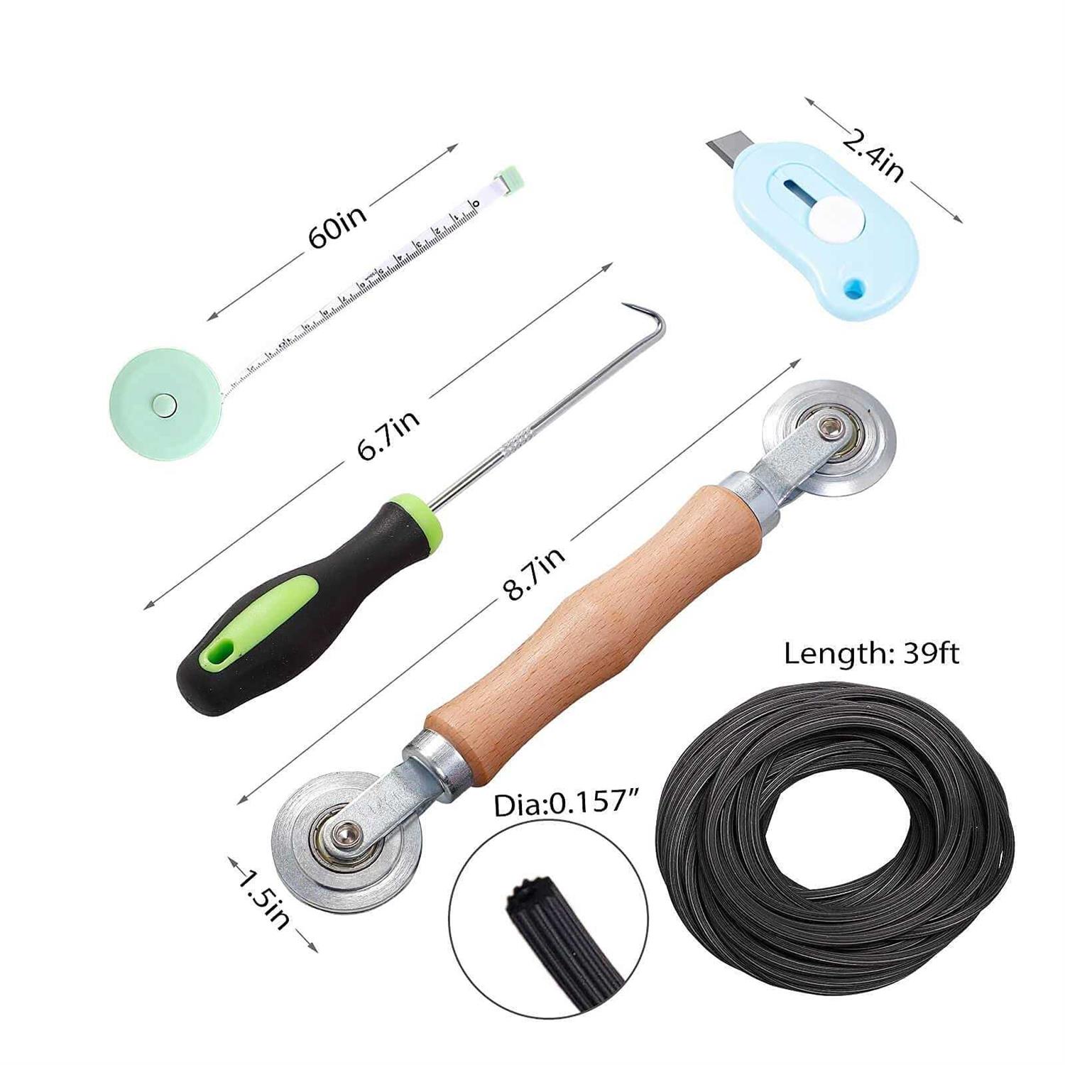 Windows Screen and Screen Door Repair Kit 48×118 Charcoal Fiberglass Mesh with Rolling Tool/Hook/Ruler/Cutter/Spline - Zenithce