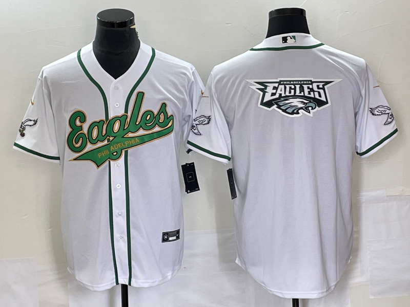 Philadelphia Eagles White Gold Team Big Logo Cool Base Stitched Jersey - Zenithce