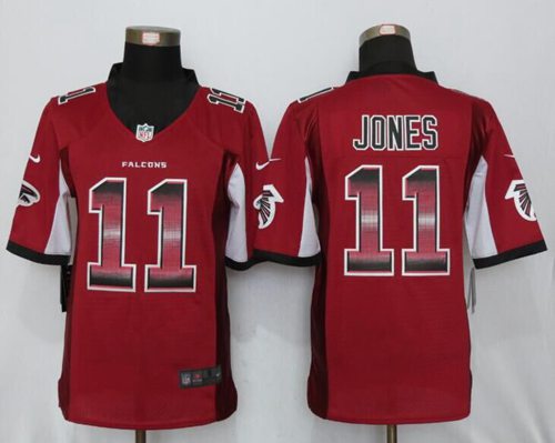 Falcons #11 Julio Jones Red Team Color Stitched Limited Strobe Nike Jersey - Zenithce