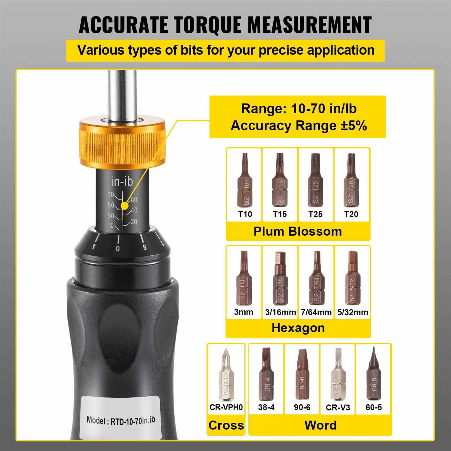 VEVOR Torque Screwdriver 1/4 Drive Screwdriver Torque Wrench Torque Screwdriver Electrician Torque Range Accurate to ±5% - Zenithce