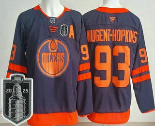 Edmonton Oilers #93 Ryan Nugent Hopkins Navy 2025 Stanley Cup Final Authentic Jersey - Zenithce
