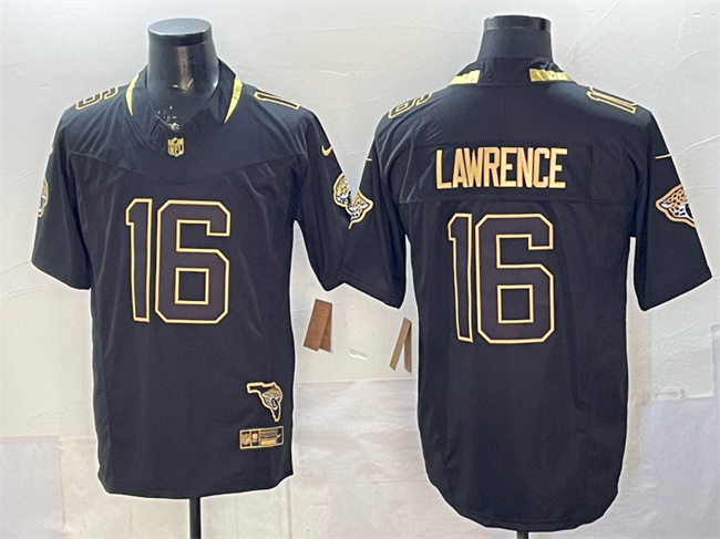 Jacksonville Jaguars #16 Trevor Lawrence Black Gold 2025 F.U.S.E. With Patch Vapor Untouchable Limited Stitched Jersey - Zenithce