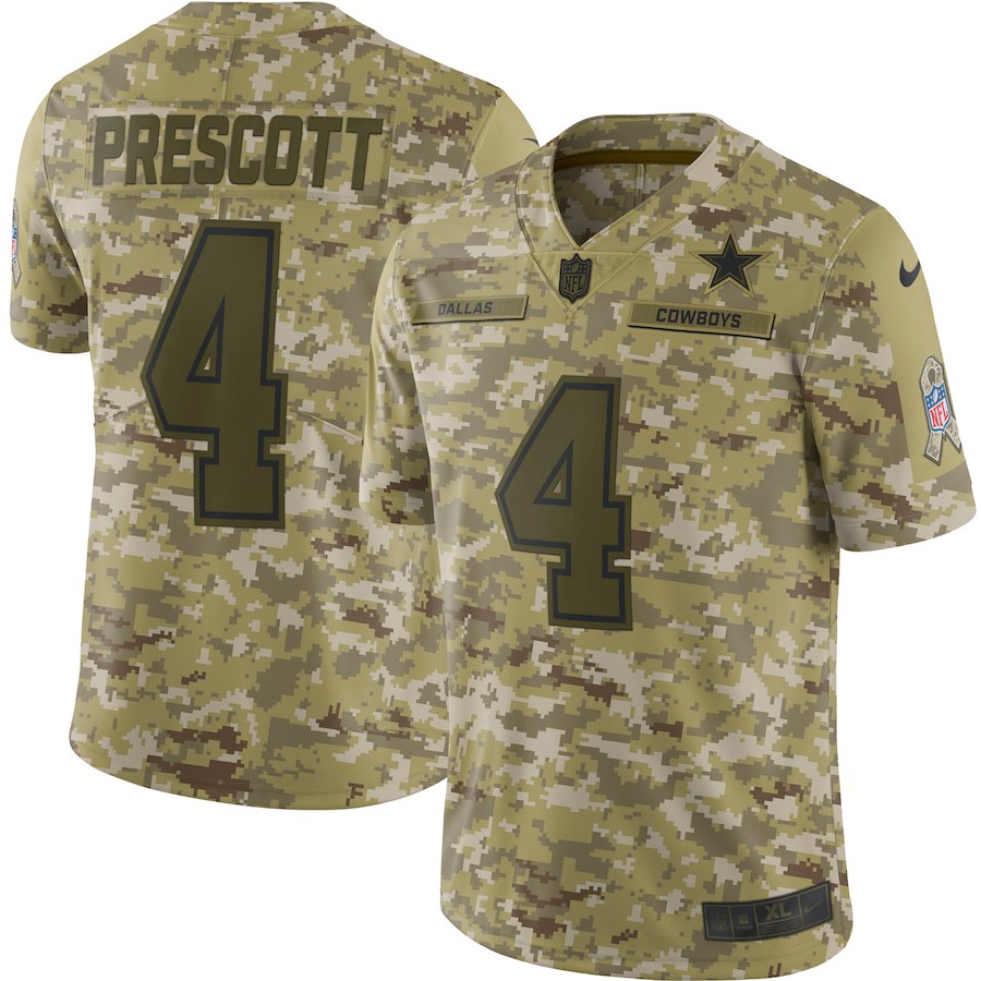 Cowboys #4 Dak Prescott 2018 Camo Salute To Service Limited Stitched Jersey - Zenithce