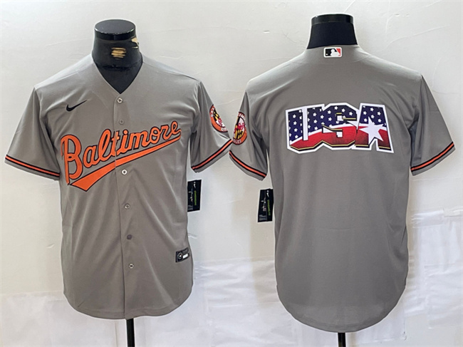 Baltimore Orioles Gray Team Big Logo Cool Base Stitched Jersey - Zenithce