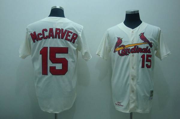 Mitchell And Ness Cardinals #15 Tim McCarver Stitched Cream Throwback Jersey - Zenithce