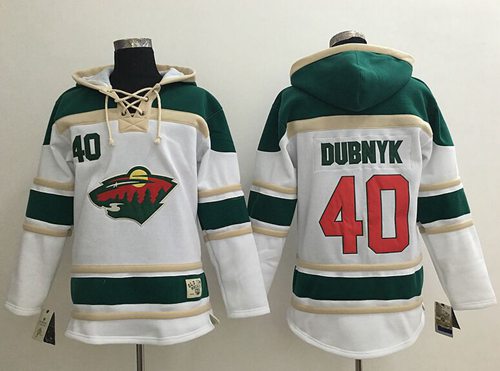 Wild #40 Devan Dubnyk White Sawyer Hooded Sweatshirt Stitched Jersey - Zenithce