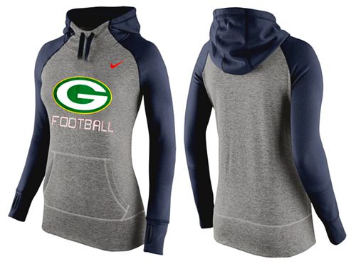 Women's Nike Green Bay Packers Performance Hoodie Grey   Dark Blue - Zenithce