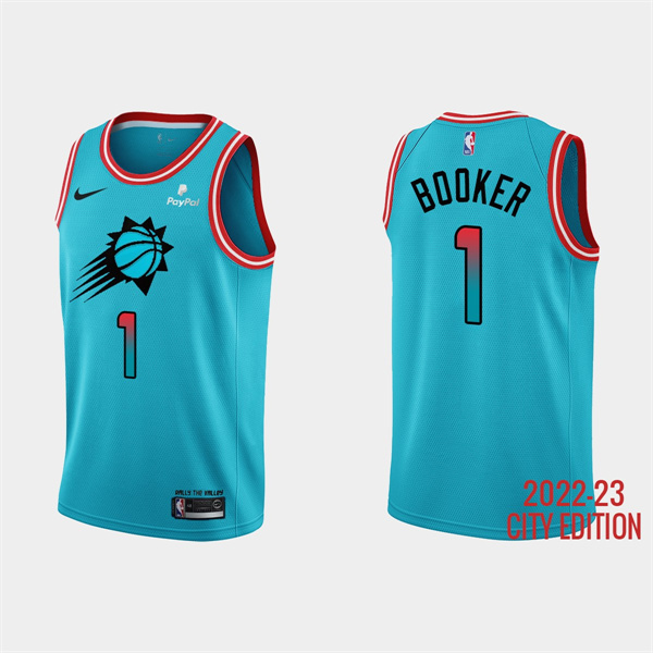 Phoenix Suns #1 Devin Booker 2022-23 Blue City Edition Stitched Jersey - Zenithce