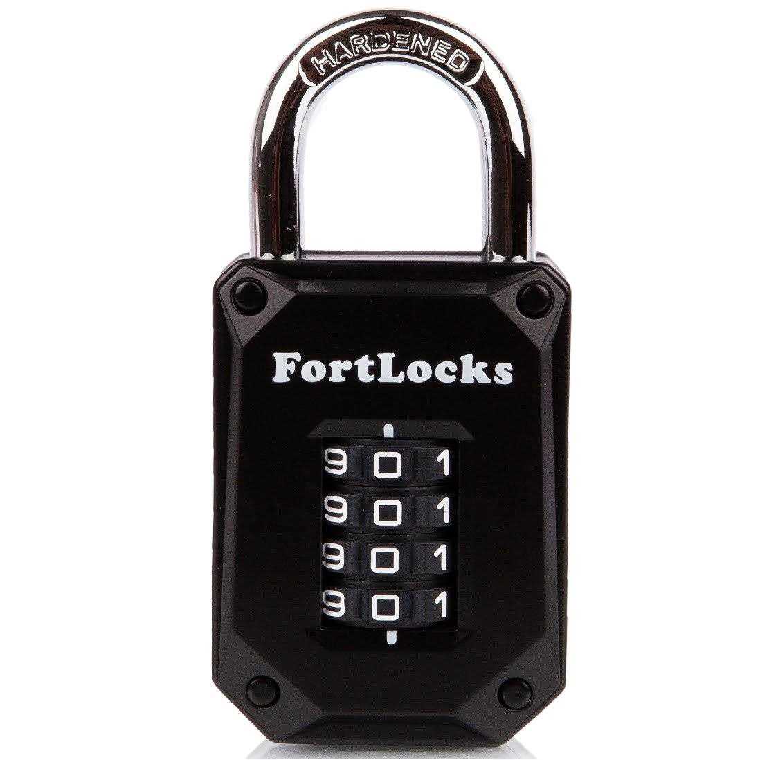 FortLocks Gym Locker Lock 4 Digit, Heavy Duty, Hardened Stainless Steel, Weatherproof and Outdoor Combination Padlock - Zenithce