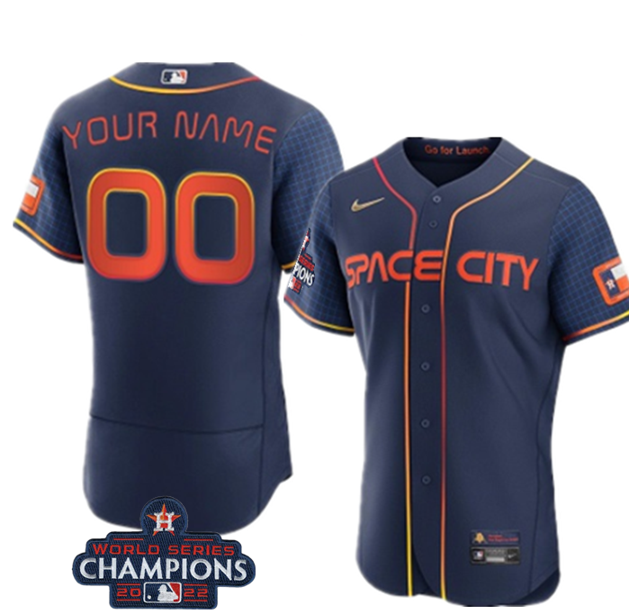 Houston Astros Active Player Custom Navy 2022 World Series Champions City Connect Flex Base Stitched Jersey - Zenithce