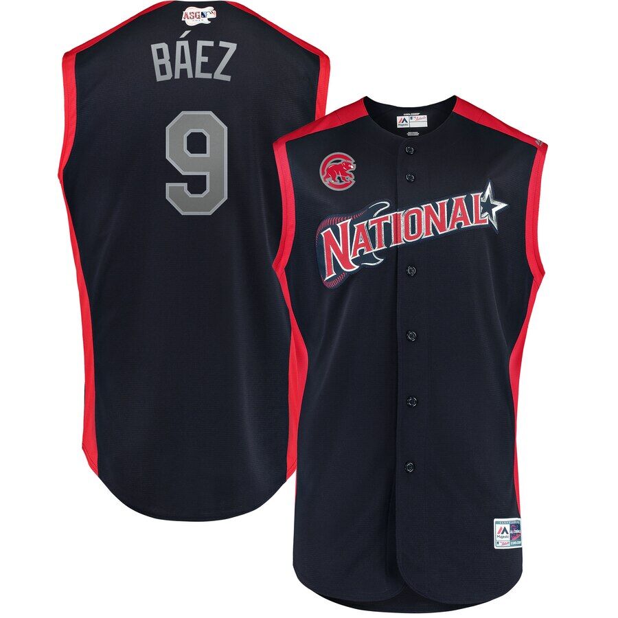 National League #9 Javier Báez Navy 2019 All-Star Game Workout Stitched Jersey - Zenithce
