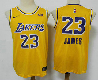 Los Angeles Lakers #23 LeBron James Yellow NEW 2021 Wish Swingman Stitched Jersey - Zenithce