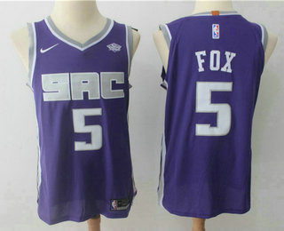 Sacramento Kings #5 De'Aaron Fox Purple 2017-2018 Authentic Stitched Jersey - Zenithce