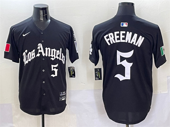 Los Angeles Dodgers #5 Freddie Freeman Black Mexico 2025 LA Gothic Style With Fernando Patch Vapor Premier Limited Stitched Jersey - Zenithce