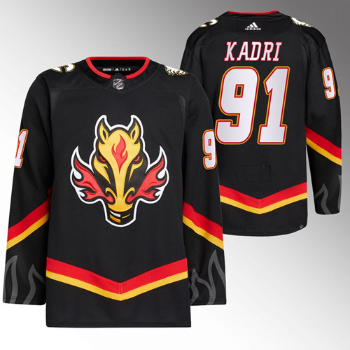 Calgary Flames #91 Nazem Kadri 2020-21 Black Reverse Retro Stitched Jersey - Zenithce