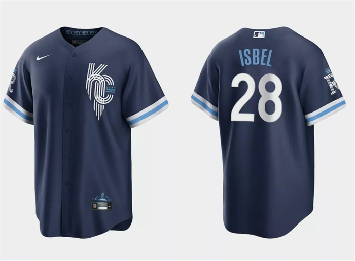 Kansas City Royals #28 Kyle Isbel Navy City Connect Cool Base Stitched Jersey - Zenithce